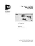 High Speed Valve Operator Manual